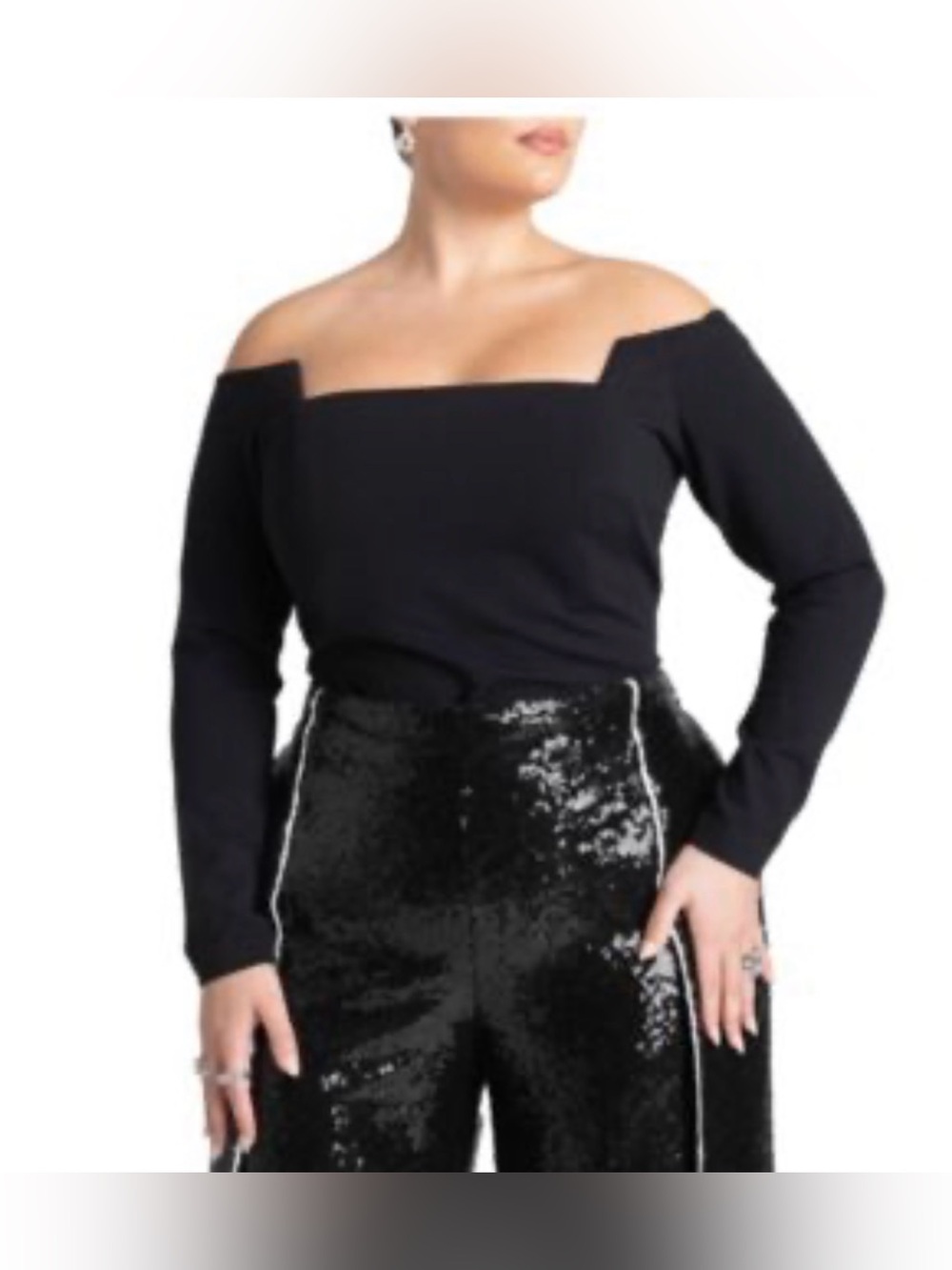 Macy’s Eloquii Black Square Neck Top - Open Shoulder
